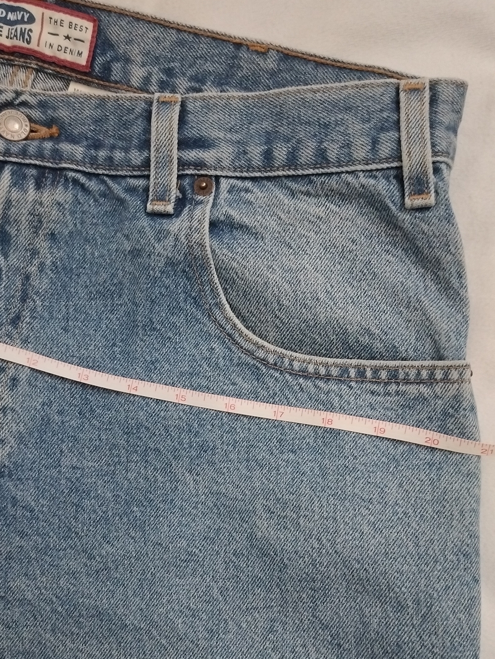 Men's VTG Old Navy Straight Leg Classic Denim Jeans 35x32, Light/Med Blue Wash - Picture 10 of 16